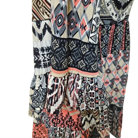 Pomelo Tunic Top Womens Size L Boho Patchwork Bell Sleeve Lightweight Flowy USA - Picture 4 of 10